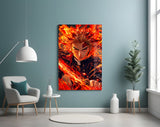 Flame Hashira Kyojuro Rengoku Glass Wall Art || Designer Collection