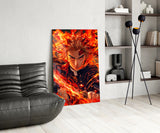 Flame Hashira Kyojuro Rengoku Glass Wall Art || Designer Collection