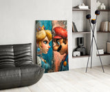 Mario and the Princess Glass Wall Art || Designer Collection