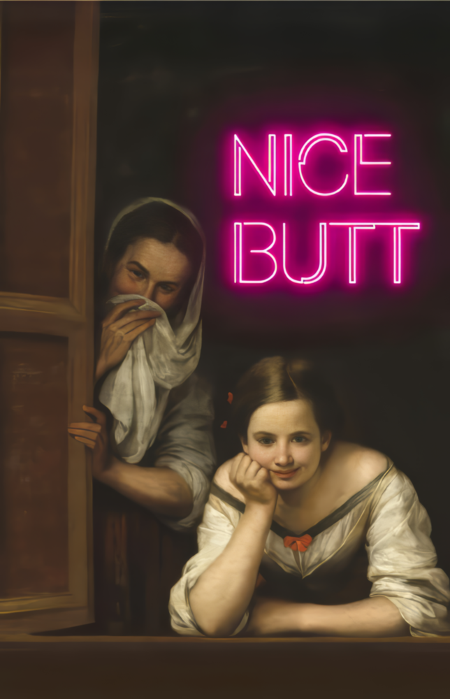 Neon Girl Funny Window Glass Wall Art || Designer Collection