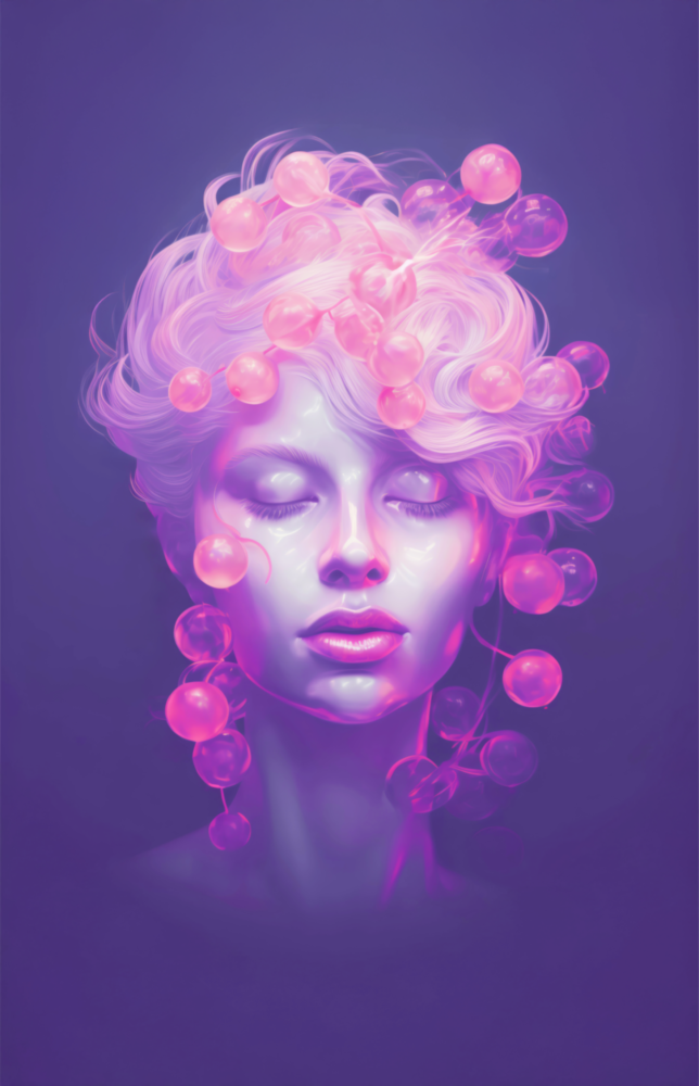 Pink Bubbles Glass Wall Art || Designer Collection