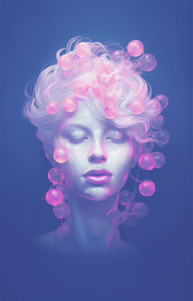 Pink Bubbles Glass Wall Art || Designer Collection