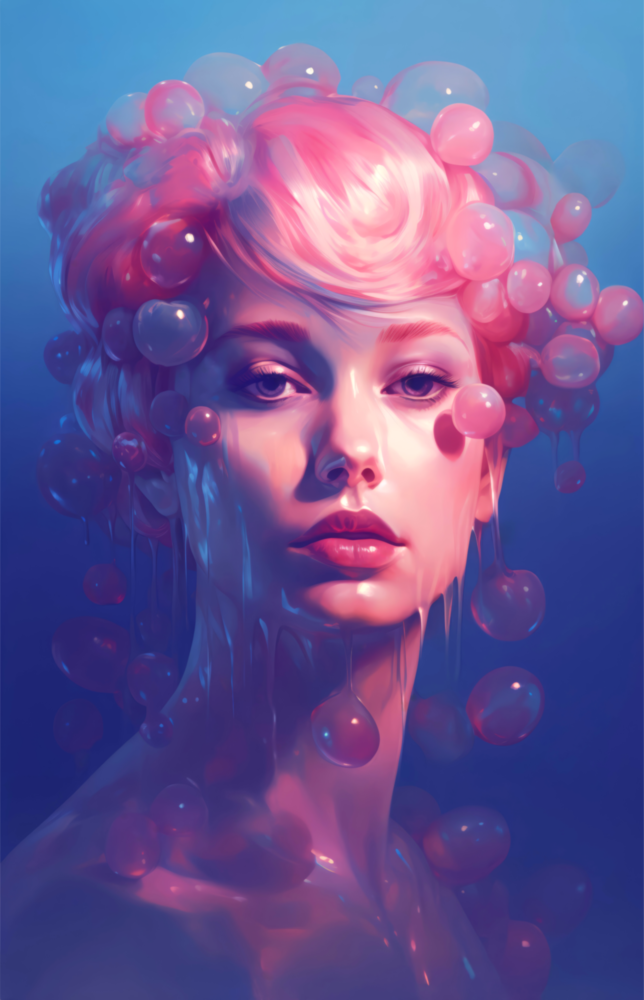 Pink Bubbles Glass Wall Art || Designer Collection