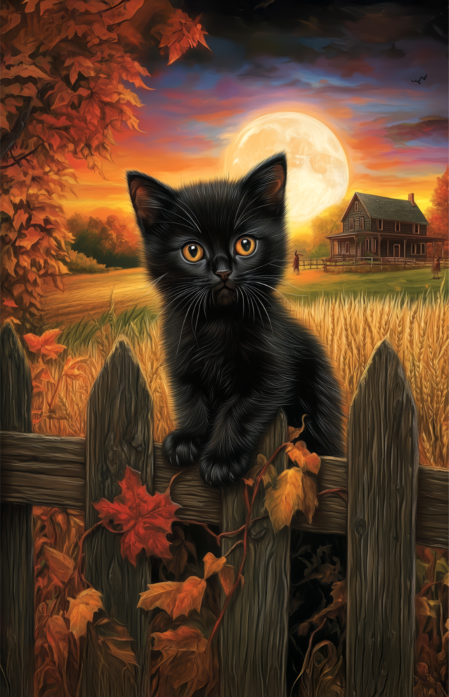 Autumn Cat Glass Wall Art || Designer Collection