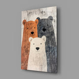 Bear Family Glass Wall Art || Designer Collection