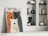Bear Family Glass Wall Art || Designer Collection