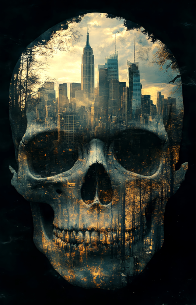 City Skull Glass Wall Art || Designer Collection