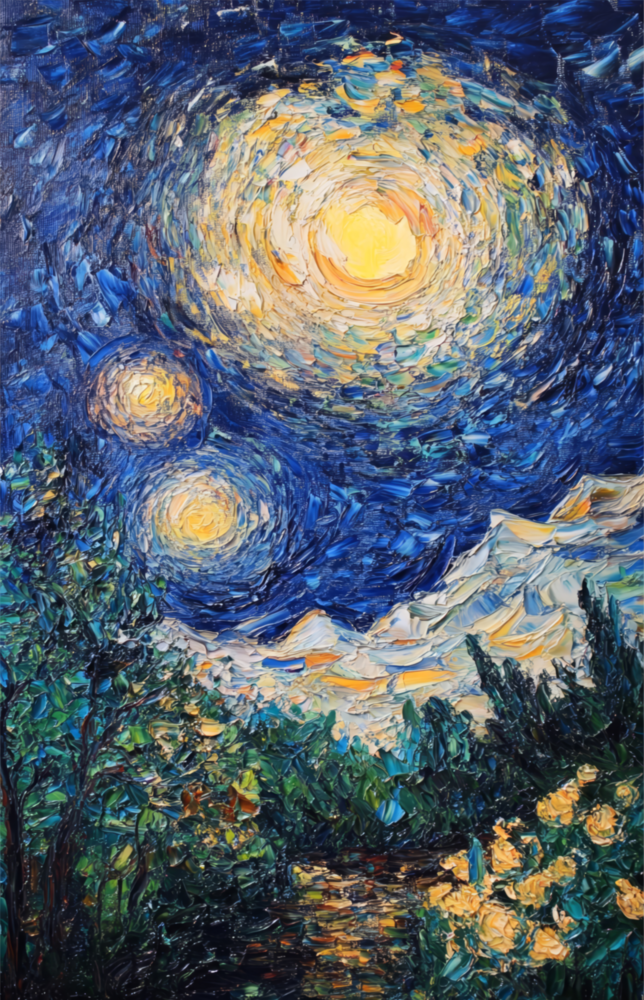 Starry Night Review Glass Wall Art || Designer Collection