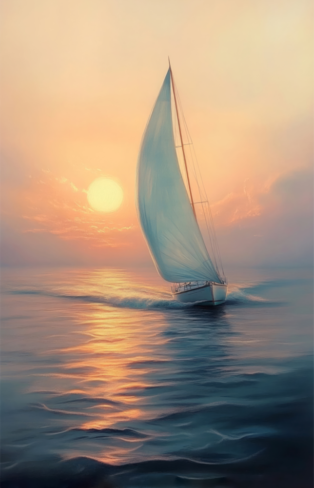 Sunset Sailboat Glass Wall Art || Designer Collection