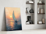 Sunset Sailboat Glass Wall Art || Designer Collection