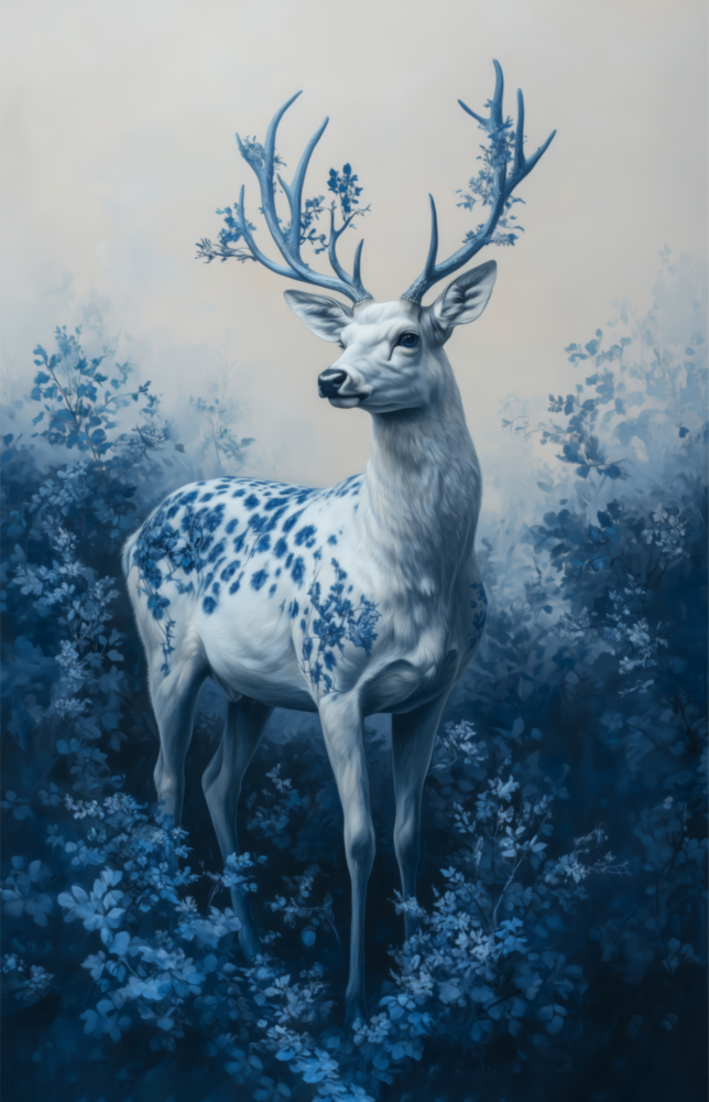 Blue Deer Glass Wall Art || Designer Collection
