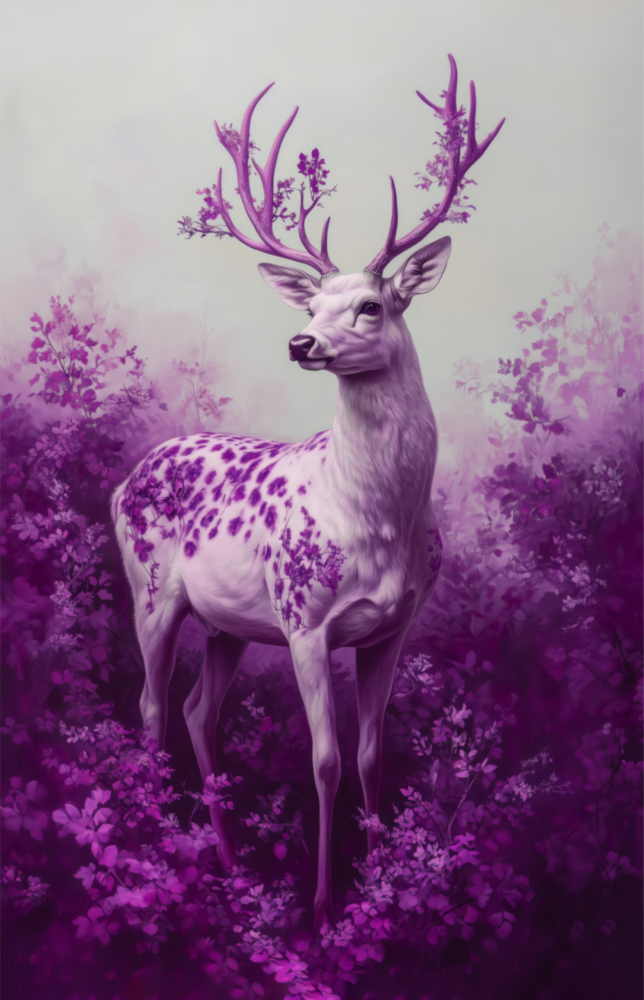 Purple Deer Glass Wall Art || Designer Collection