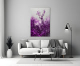 Purple Deer Glass Wall Art || Designer Collection