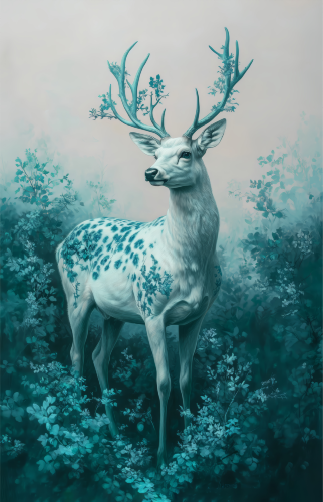 Mint Deer Glass Wall Art || Designer Collection