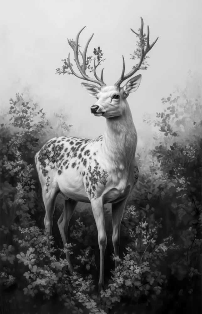 Monochrome Deer Glass Wall Art || Designer Collection