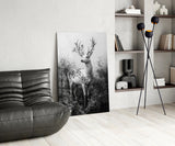 Monochrome Deer Glass Wall Art || Designer Collection