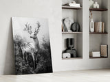Monochrome Deer Glass Wall Art || Designer Collection