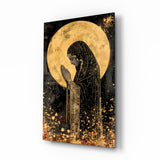 Golden Prayers of Mary Glass Wall Art || Designer Collection