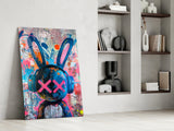 Graffiti Rabbit Glass Wall Art || Designer Collection