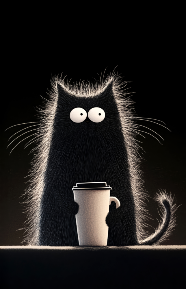 Coffee Lover Cat Glass Wall Art || Designer Collection