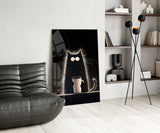Coffee Lover Cat Glass Wall Art || Designer Collection