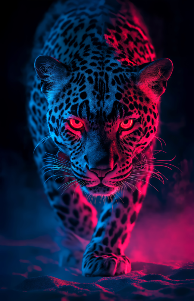Neon Leopard Glass Wall Art || Designer Collection