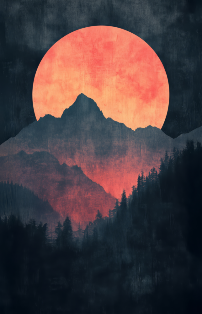 Red Moon Rising Glass Wall Art || Designer Collection