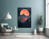 Red Moon Rising Glass Wall Art || Designer Collection
