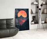 Red Moon Rising Glass Wall Art || Designer Collection