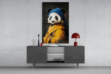 Panda with a Pearl Earring Glass Wall Art || Designer Collection