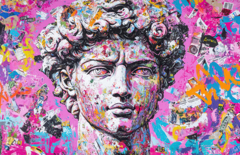 Graffiti David Glass Wall Art || Designer Collection