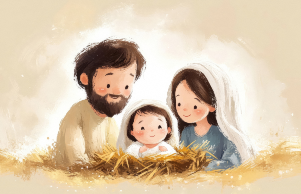 Little Holy Family Glass Wall Art || Designer Collection