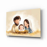 Little Holy Family Glass Wall Art || Designer Collection - 72x46 cm