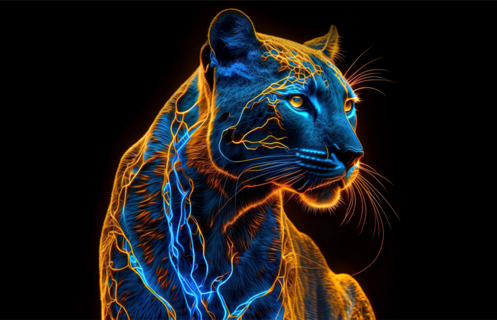 Neon Jaguar Glass Wall Art || Designer Collection