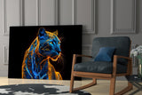 Neon Jaguar Glass Wall Art || Designer Collection