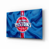 The fluctuating Detroit Pistons Glass Wall Art || Designer Collection