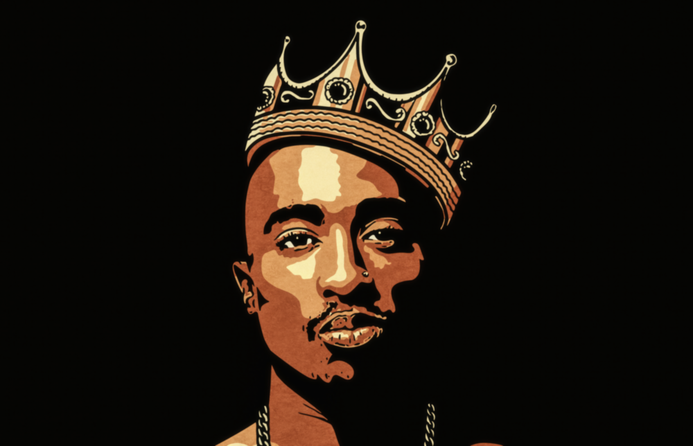 Arte della parete di vetro Tupac Shakur