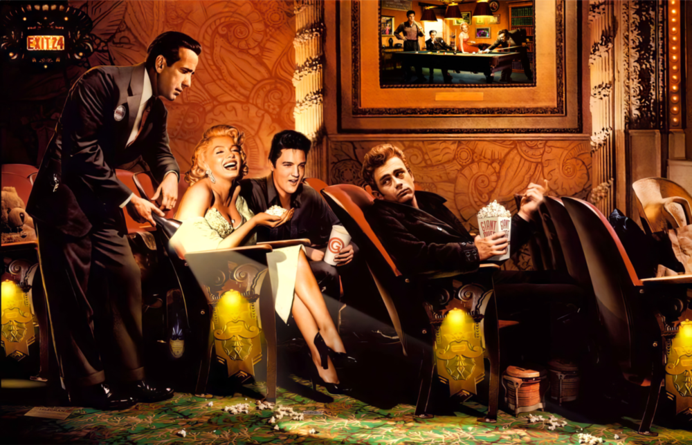 Marilyn Elvis Humphrey Cinema Glass Wall Art
