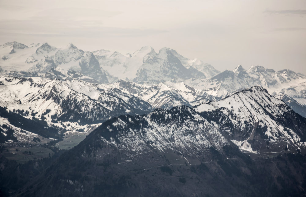Snowy Mountains Glass Wall Art