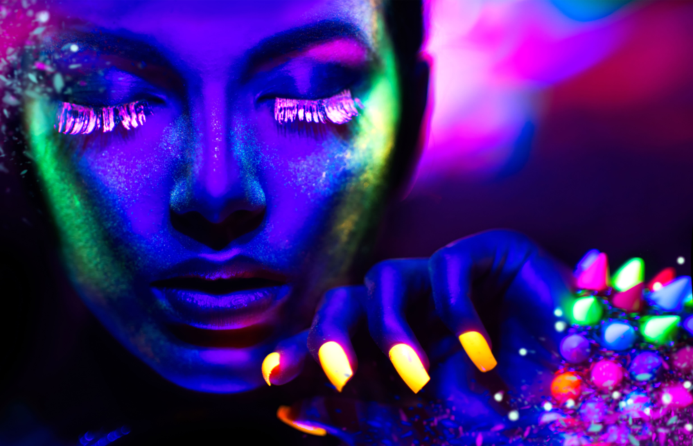 Neon Woman Glass Wall Art