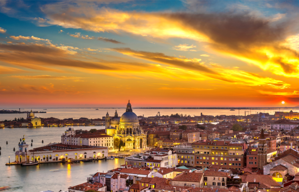 Sunset in Venice Glass Wall Art