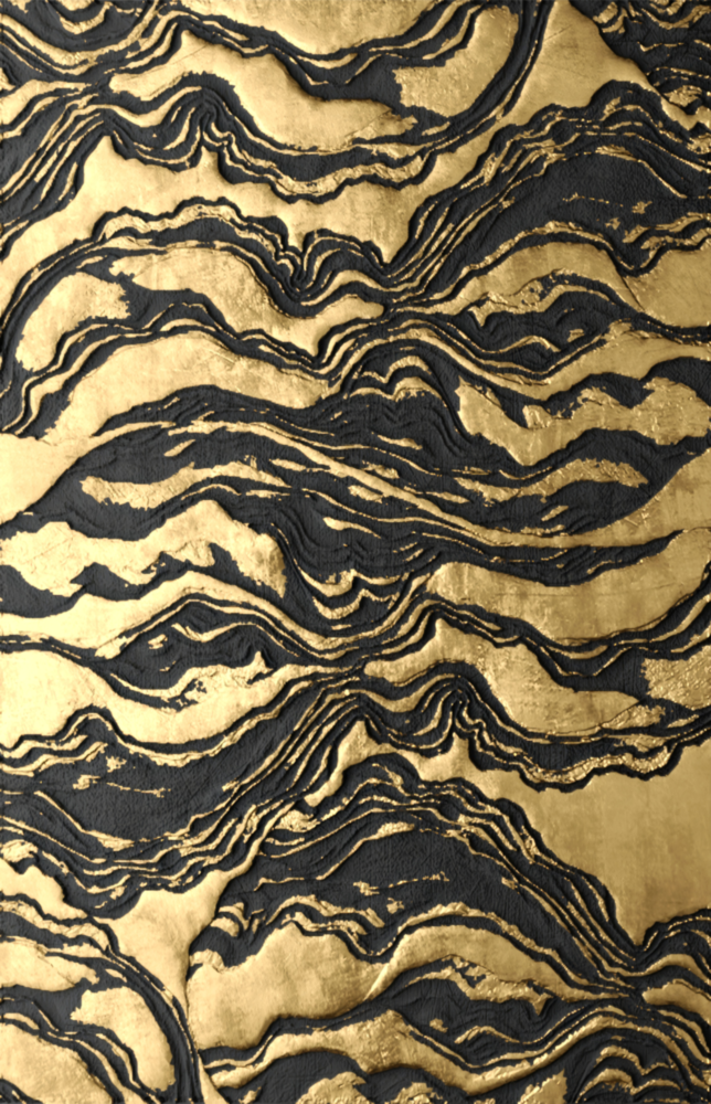 Golden Waves Glass Wall Art