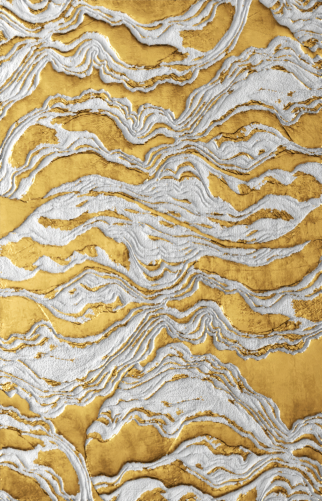 Golden Waves Glass Wall Art