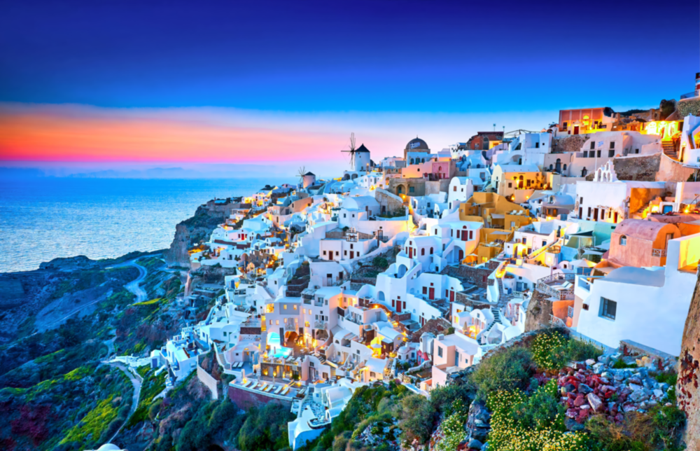 Santorini Glass Wall Art