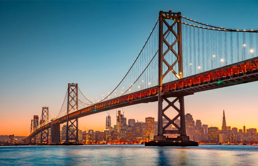 San Francisco Oakland Bay Bridge Glass Wall Art