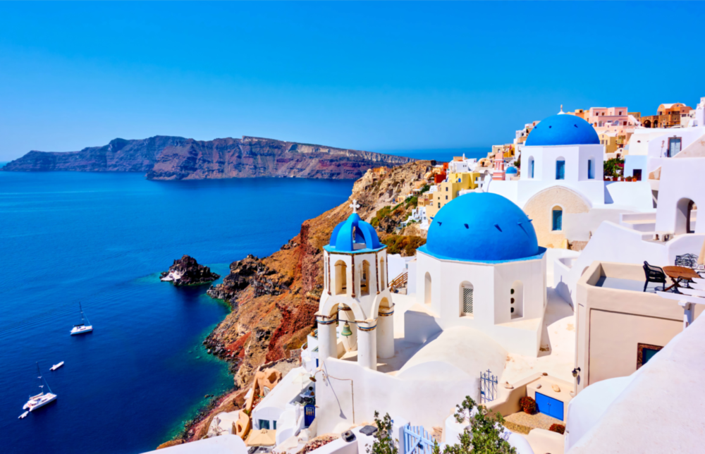 Santorini Glass Wall Art