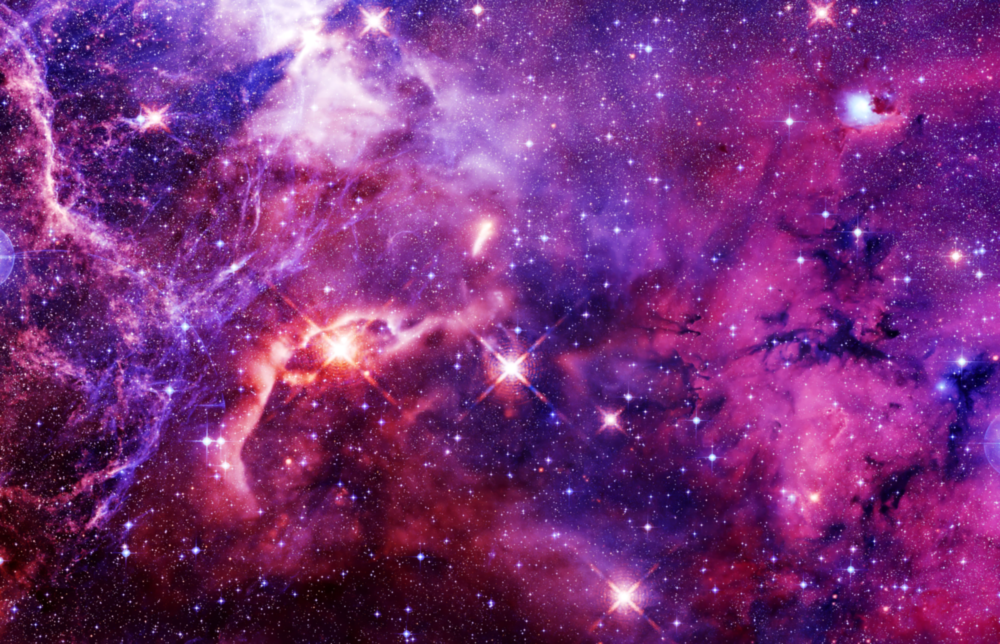 Space Purple Glass Wall Art