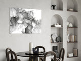 Ethereal Ink Swirls Glass Wall Art