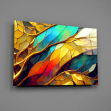 Vibrant Mosaic Leaves Glass Wall Art