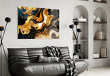 Ethereal Gold Swirls Glass Wall Art